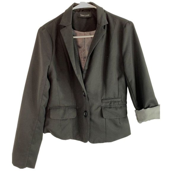 Womens Nu Look Gibson Black 2 Button Cuffable Blazer Small Petite 6199 - Picture 2 of 10